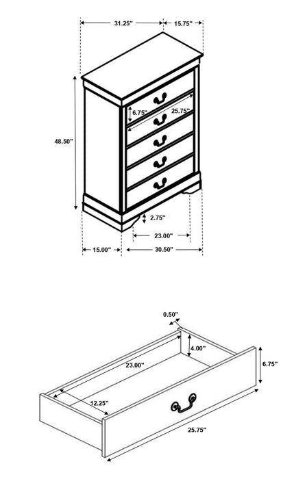 Louis Philippe 4 & 5 Piece Panel Bedroom Set with High Headboard E.king & Full - Wayne's Fine Furniture & Bedding (Jacksonville,FL)