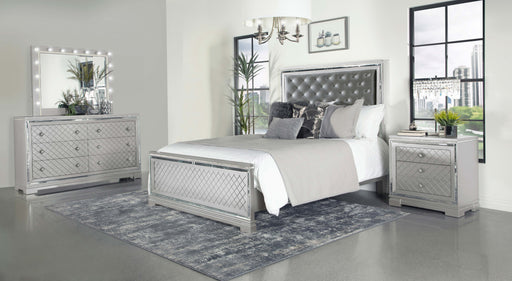 Eleanor Upholstered Tufted Bedroom Set Metallic image