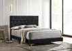 Kendall Tufted Panel Bed Black and Gold image