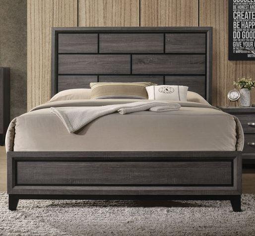Acme Furniture Valdemar King Panel Bed in Weathered Gray 27047EK