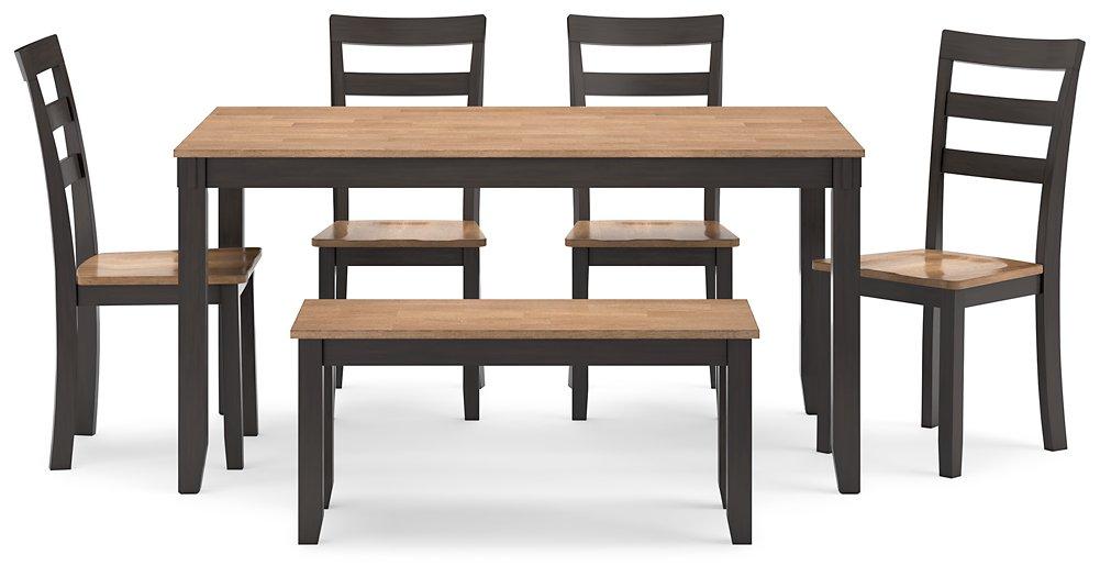 Gesthaven Dining Table with 4 Chairs and Bench (Set of 6)