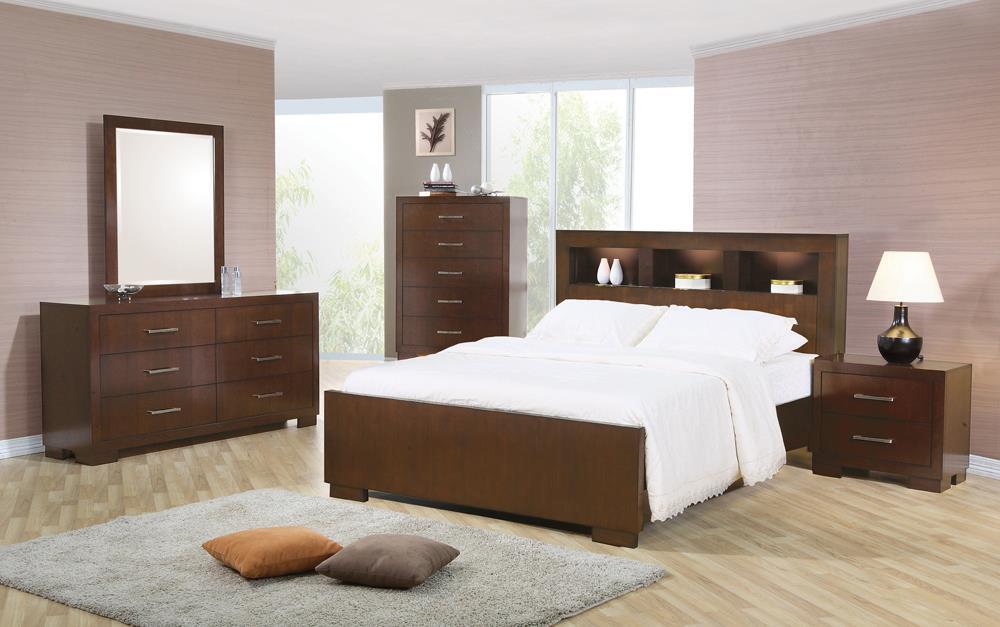Jessica California King, E.king, & Queen Bed with Storage Headboard Cappuccino