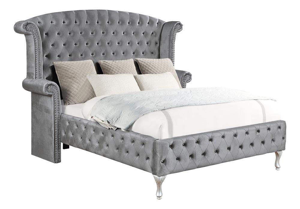 Deanna Eastern King Tufted Upholstered Bed Grey