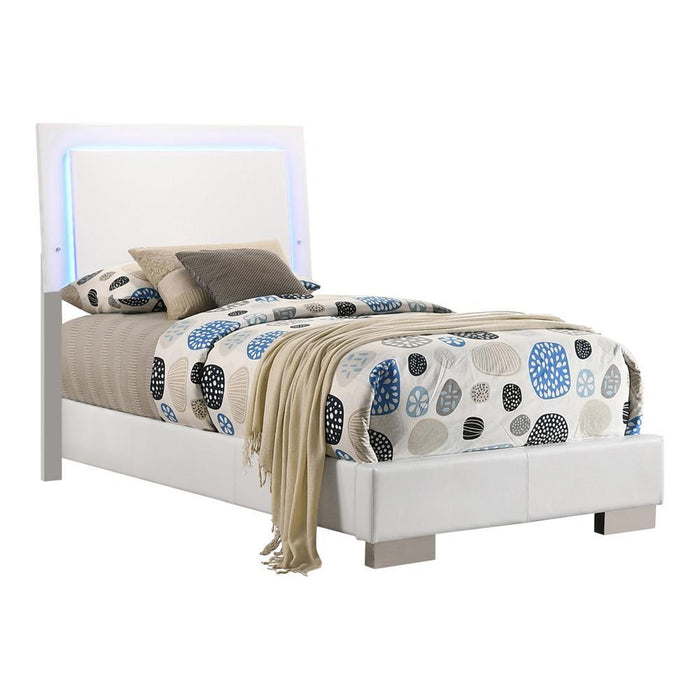 Felicity Full & Twin Panel Bed with LED Lighting Glossy White